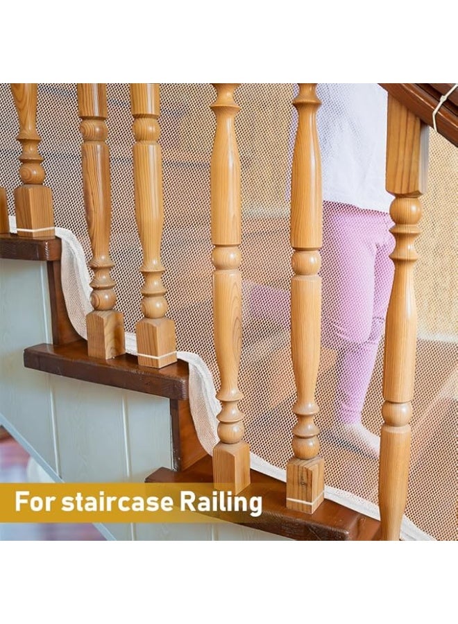 DUNISO 4 Metre Stair Safety Net for Children, Baby Safety Stair Railing Net, Children's Outdoor Balcony Fence Protection Mesh, No Drilling For Dog Cat Window (400x78cm, White) - Image 5